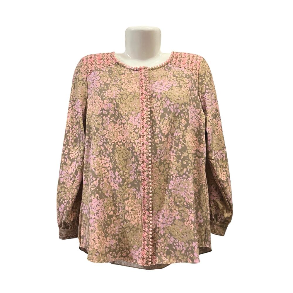 Isaac Mizrahi Live! Women's Print Mixed Print Stretch Crepe Blouse | Size 8 - Picture 4 of 12